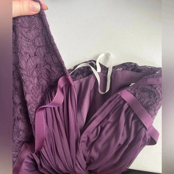 Plum Bridesmaids Purple Dress w/ Lace Bodice David’s Bridal Plus Size 20 EUC 074 - Picture 12 of 13